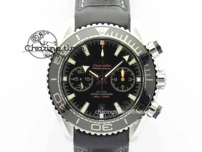 0217 Tailored Planet Ocean Master Chronometer SS OM 1:1 Best Edition Black Dial On Leather Strap A 8173